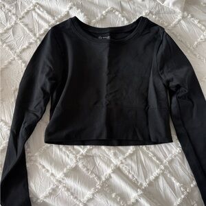 Offline by Aerie Black Long Sleeve Crop Top